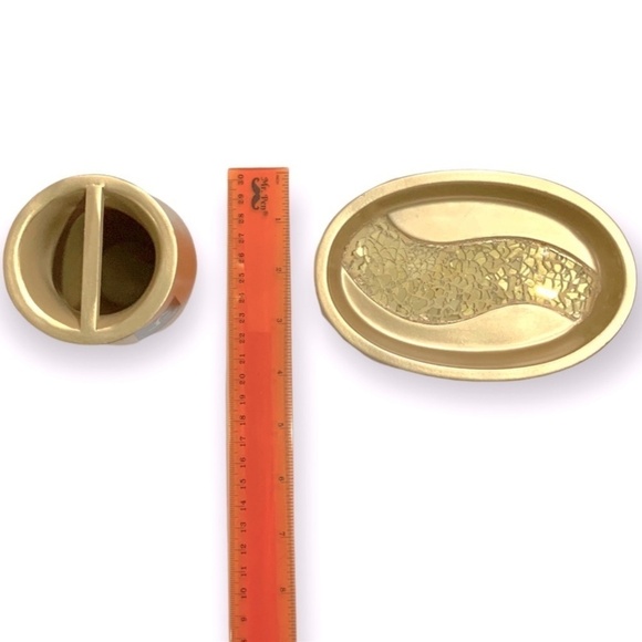 Champagne Gold Mosaic Glass Sparkle Sinatra Bath Accessory Matching 3 Pieces - Picture 8 of 13